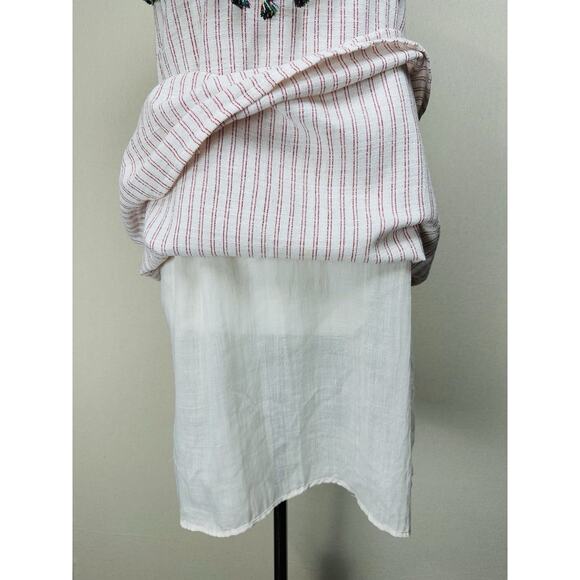 Entro Anthropologie Size L Dress Boho Chic Striped Embroidered W/ Tassels EUC - Picture 8 of 13